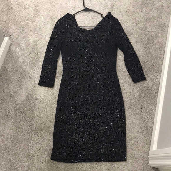 Black Sparkle Dress- swoop back - Picture 7 of 8